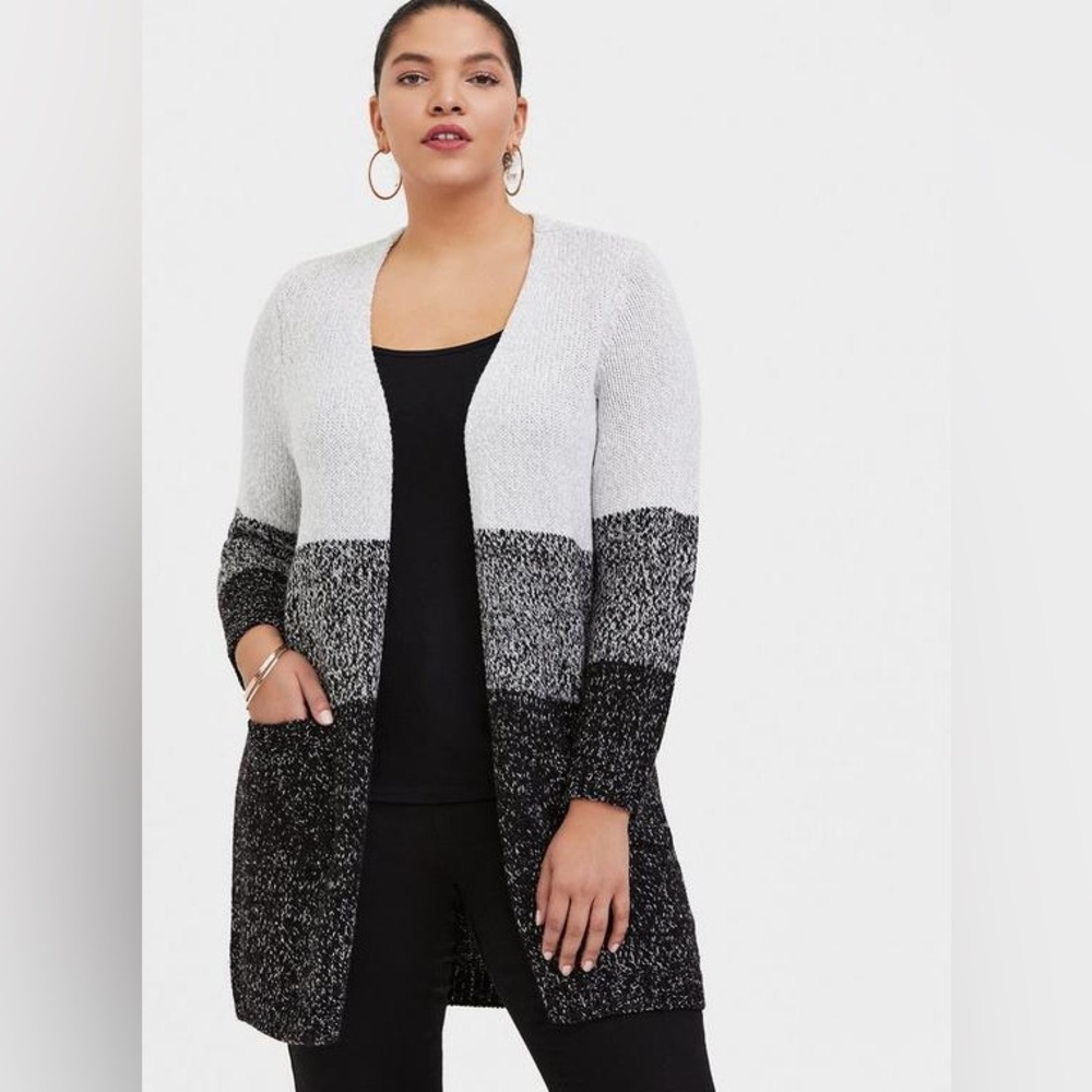 Torrid Colorblock Knit Open Front Cardigan Size 2XL but fits like 1X or 0